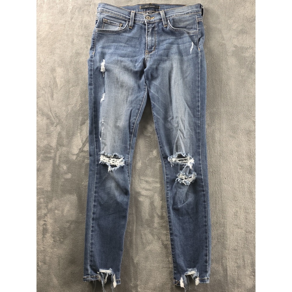 Flying Monkey Jeans Women's 27 MSR (28×28) Distressed Raw Hem Made In The USA